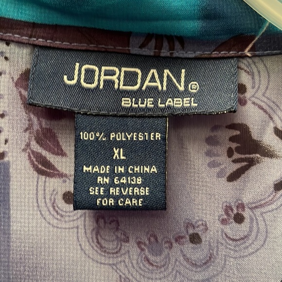 EUC Jordan Blue Label Floral Button-Down Blouse & Camisole SET in Blues, Size XL - Picture 6 of 9